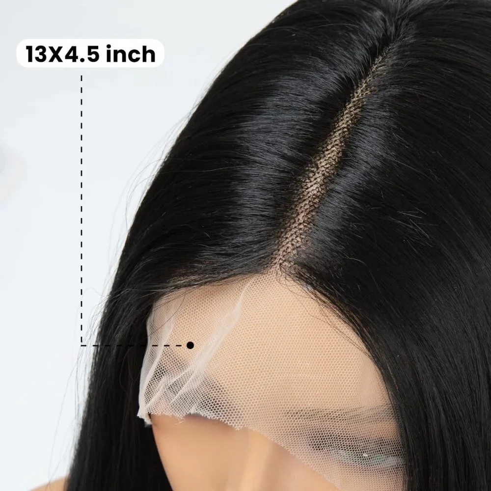 Long Straight Black Lace Front Wigs